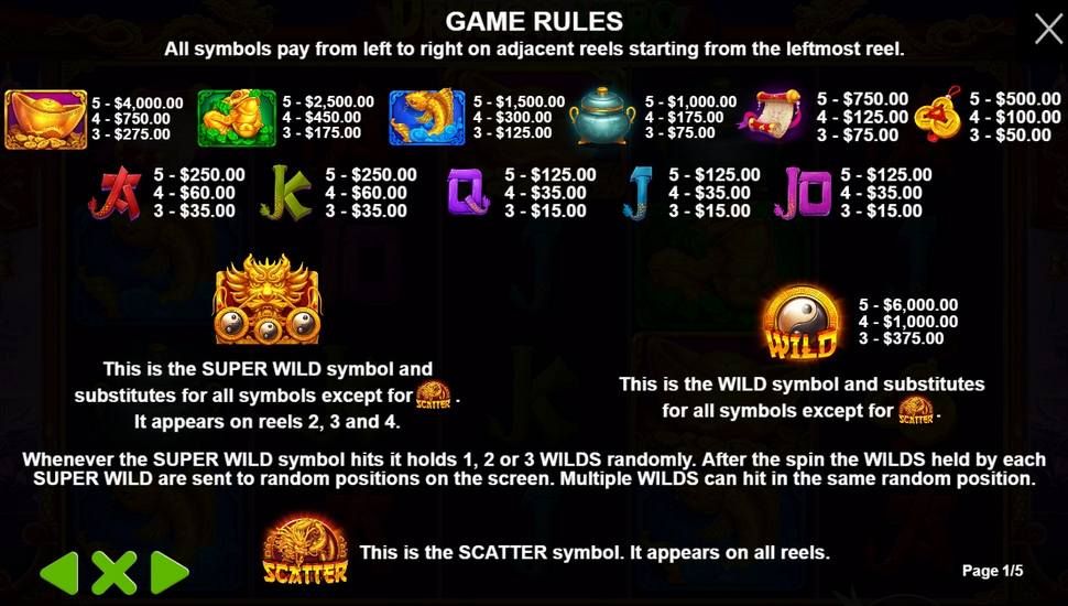 Dragon Hero slot udbetalingstabel