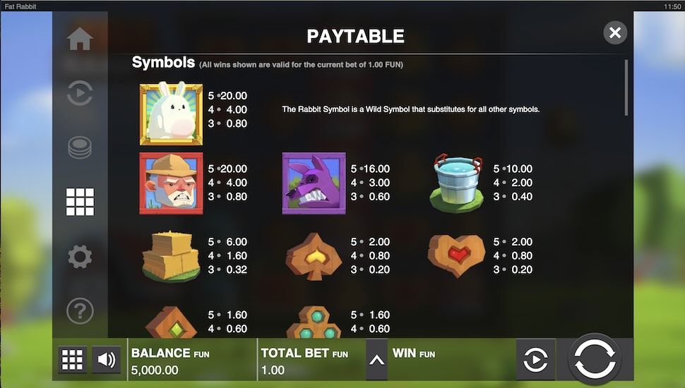 Fat rabbit slot Symboler