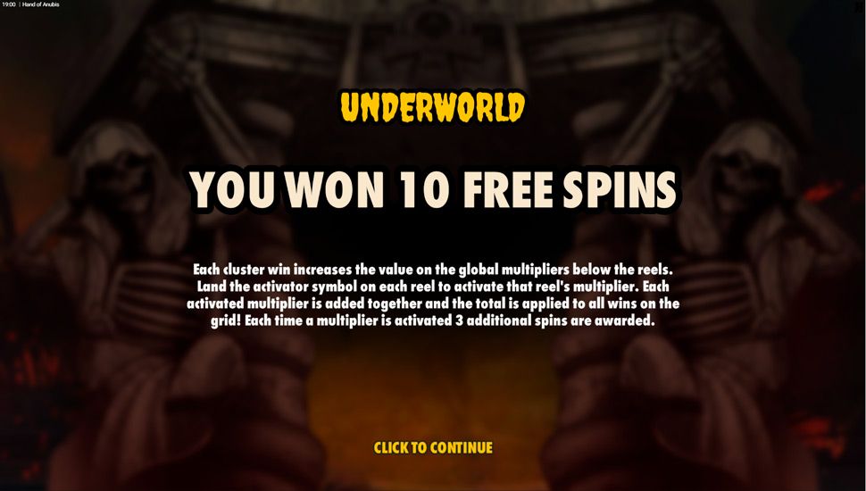 Hand of Anubis gratis spins