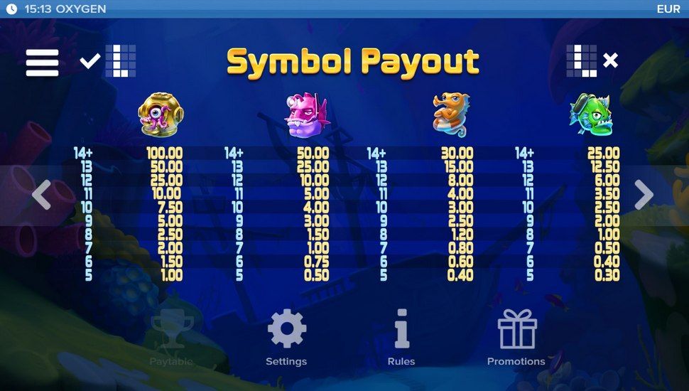 Oxygen slot symboler